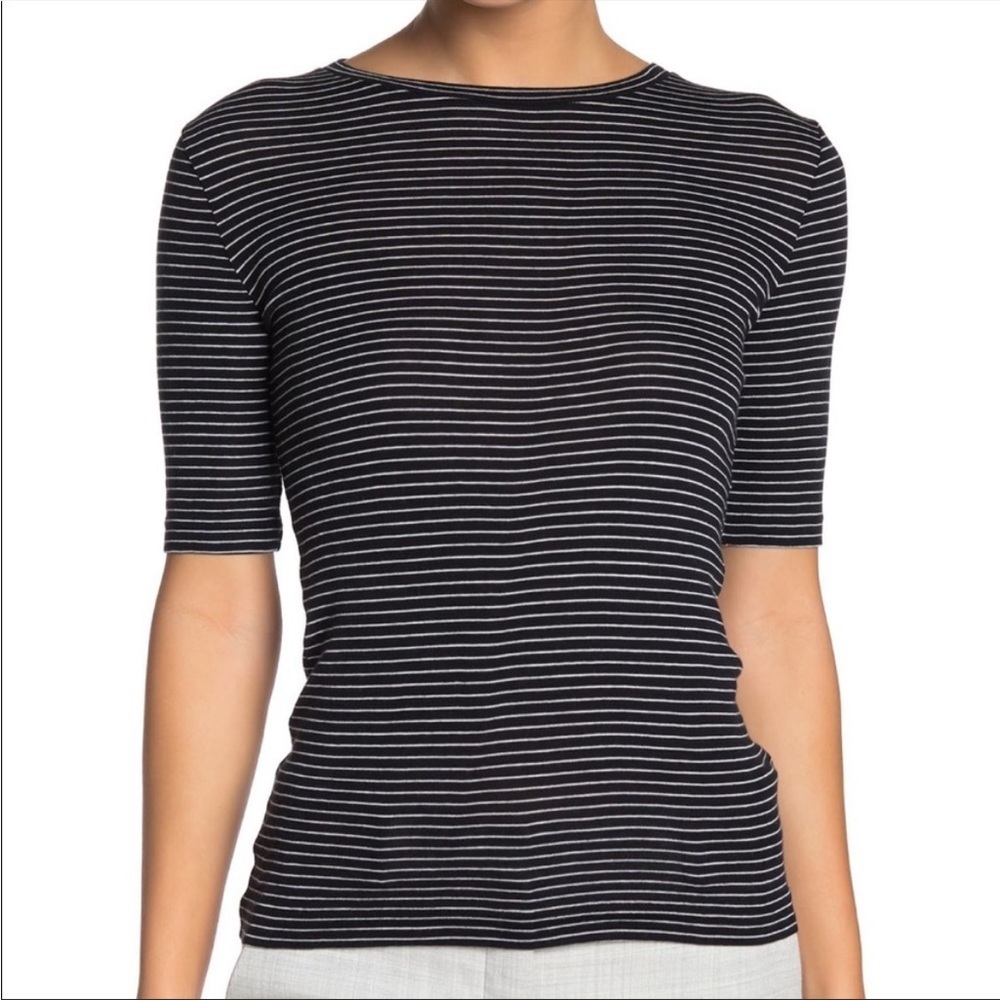 Vince black & white striped cotton tee shirt